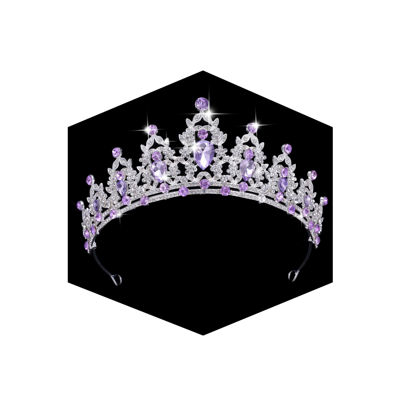 Picture of Kamirola - Queen Crown and Tiaras Princess Crown for Women and Girls Crystal Headbands for Bridal, Princess for Wedding and Party（01） (Silver&Purple)