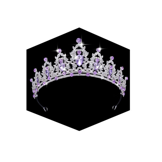 Picture of Kamirola - Queen Crown and Tiaras Princess Crown for Women and Girls Crystal Headbands for Bridal, Princess for Wedding and Party（01） (Silver&Purple)