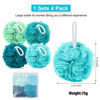 Picture of MTDLYICE Loofah for Women 75g 4 Pack, Bath Sponge Soft Mesh Shower Puff Loofah Sponge, Exfoliating Body Scrubber, lufas for Women, Shower Accessories (Blue)
