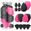Picture of 14 Pcs Makeup Sponges,Beauty Sponges Blender with 4 Pcs Powder Puff and 4 Pcs Mini Make up Sponges Valentine's Day Gift,Mother's Day Gift for Women Liquid,Foundation,Powder,Concealer(Black,Hot pink)