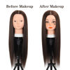 Picture of Opini 26 Inch Mannequin Head 80% Real Human Hair Styling Hair Mannequin Head Human Hair to Practice Hair and Makeup Hairdresser Head With Free Clamp (#4 No Makeup)