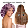 Picture of YFONG 100% 22 Momme Mulberry Silk Shower Cap for Sleeping Women - Larger Double Layer Silk Hair Wrap - Non-Slip Silk Turban - Hair Silk Bonnet for Sleeping Women - Silk Cap for Sleeping, Purple