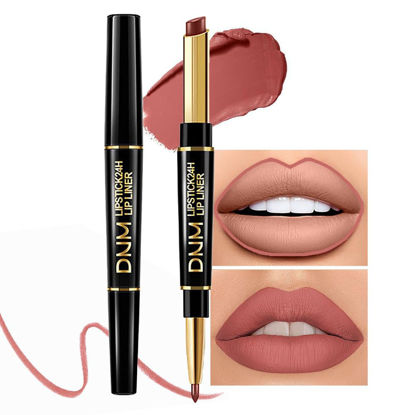 Picture of HHLTOH Antique Rose Lip Liners & it Lipstick Lip Combo, Mat Lipstick and Liner for Women, DNM 2-in-1 Waterproof Lipstick Lipliners, Matte Lipstick Long Lasting 24, Lipliners Pencil Makeup Gift 04
