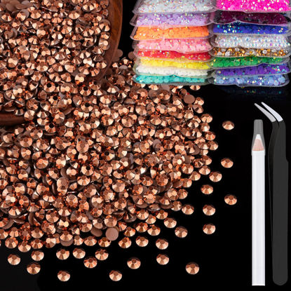 Picture of BELLEBOOST 4000pcs 4mm Resin Rhinestones Bulk, Champagne Flatback Round Jelly Rhinestones Non Hotfix Crystal Gems Large Quantity Wholesale for DIY Crafts Clothes Face Makeup Manicure