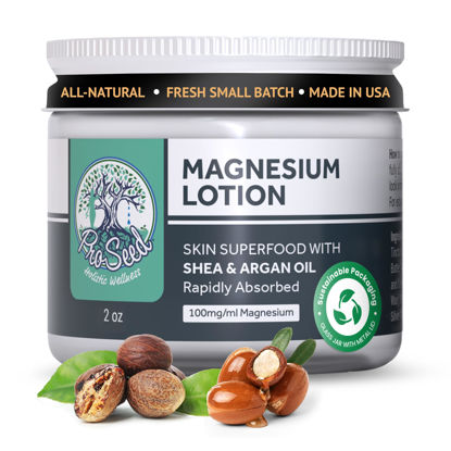 Picture of ProSeed Handmade All-Natural Magnesium Lotion - Vegan, 2250mg/oz Formula with Deep Blue Essential Oil Blend - Soothing Bedtime Body Rub for Kids, Toddlers & Pregnant Women - Butter & Oil Blend (2oz)