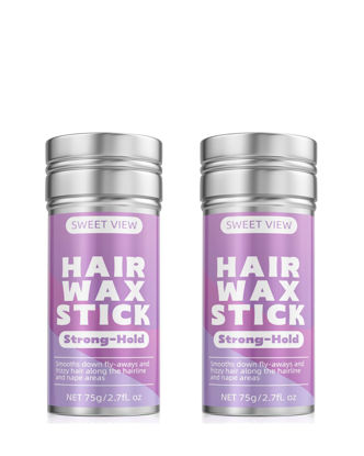 Picture of SWEET VIEW 2PCS Hair Wax Stick, Flexible Hold Fly Away Hair Tamer, Slick Back Hair Gel/Cream for Sleek Ponytail, Smooth Flyaways & Frizz, Hair Styling Accessorie Pomade Balm for Toddler, Kid