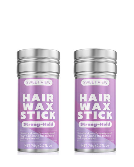 Picture of SWEET VIEW 2PCS Hair Wax Stick, Flexible Hold Fly Away Hair Tamer, Slick Back Hair Gel/Cream for Sleek Ponytail, Smooth Flyaways & Frizz, Hair Styling Accessorie Pomade Balm for Toddler, Kid