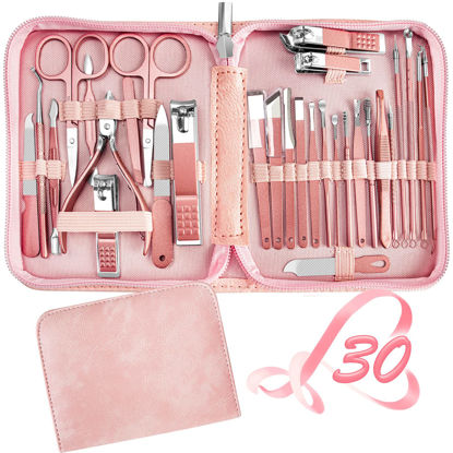 Picture of Manicure Set 30 in 1 Nail Clipper set, REDFLOW nail clippers, fingernail & toenail clippers, Manicure Tools, pedicure tools, Suitable for Travel Manicure Kit, Nail Set Kit With Everything Profe