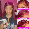 Picture of HIRIREMY 16 Inch Bob 99J Burgundy 13x4 HD Lace Front Wigs Human Hair Pre Plucked Glueless Transparent Frontal Lace Bob Wig Human Hair Straight Bob Wigs for Black Women with Baby Hair Wine Red