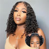 Picture of HIRIREMY Curly Bob Wig Human Hair Glueless 5x5 HD Lace Closure Wigs Human Hair Pre Plucked Wear and Go Glueless Short Deep Wave Curly Lace Front Wigs Human Hair for Black Women Wet and Wavy 14 Inch