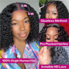 Picture of HIRIREMY Curly Bob Wig Human Hair Glueless 5x5 HD Lace Closure Wigs Human Hair Pre Plucked Wear and Go Glueless Short Deep Wave Curly Lace Front Wigs Human Hair for Black Women Wet and Wavy 14 Inch