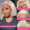 Picture of HIRIREMY 613 Bob Wig Human Hair 13x4 HD Lace Front Wig Human Hair Blonde,Short Straight Glueless 613 Blonde Lace Front Bob Wigs For Black Women Human Hair Pre Plucked Side Part Blond 12 Inch