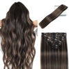 Picture of LORIEN Clip in Hair Extensions Real Human Hair, 24 Inch 120g, 1B/6 Natural Black to Chestnut Brown, Clip in 100% Brazilian Remy Human Hair Extensions 8pcs Per Set with 18 Clips Double Weft