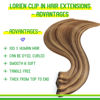Picture of LORIEN Clip in Hair Extensions Real Human Hair, 18 Inch 100g, 4/27 Chocolate Brown to Caramel Blonde, Clip in 100% Brazilian Remy Human Hair Extensions 8pcs Per Set with 18 Clips Double Weft