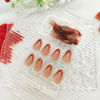Picture of Short Press on Nails Almond Orange French Tip Glue on Nails Cute Fake Nails Full Cover Stick on Nails Glossy Artificial Nails Short Acrylic Nails Press ons Reusable False Nails for Women 30 Pcs