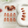 Picture of Short Press on Nails Almond Orange French Tip Glue on Nails Cute Fake Nails Full Cover Stick on Nails Glossy Artificial Nails Short Acrylic Nails Press ons Reusable False Nails for Women 30 Pcs