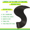 Picture of LORIEN Clip in Hair Extensions Real Human Hair, 22 Inch 110g, 1B Natural Black, Clip in 100% Brazilian Remy Human Hair Extensions 8pcs Per Set with 18 Clips Double Weft