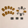 Picture of Fall Press on Nails Short Square Fake Nails with Floral Designs Yellow Nails Press ons Grey Acrylic Nails Glossy Glue on Nails Fall Flower Leaves Artificial Stick on Nails for Women Girls 24 Pcs
