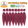 Picture of Burgundy Braiding Hair Pre Stretched 12 Inch 8 Packs Braiding Hair Extensions for Crochet Box Braids Twists Locs Hair Itch Free Soft Yaki Texture Hot Water Setting (12inch,#Burgundy)