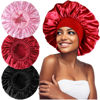 Picture of 3PCS Extra Large Satin Bonnets for Sleeping, Hair Bonnets for Black Women Braids Curly Hair, A
