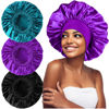Picture of 3PCS Extra Large Satin Bonnets for Sleeping, Hair Bonnets for Black Women Braids Curly Hair, B