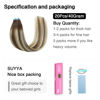 Picture of SUYYA Tape in Hair Extensions Human Hair Balayage Chocolate Brown to Bleach Blonde and Chestnut Brown 14 Inch 40g/pack 20pcs Straight Seamless Skin Weft Tape in Hair Extensions(14inch #P6/613/T4)