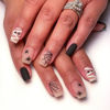 Picture of Halloween Press on Nails Medium Square Fake Nails Matte Glue on nails Nude False Nails with Cute Mummy Spiders Webs Design Halloween Nails Black Full Cover Stick on Nails for Women Girls 24 Pcs