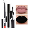 Picture of evpct 2Pcs Black Matte Liquid Lipstick and Lip Liner Gloss Stain Pencil Makeup Set DNM Long Lasting Dark Matte Lipstick 24H and with Lip Liner Set for Black women labiales mate 24 horas originales 19#