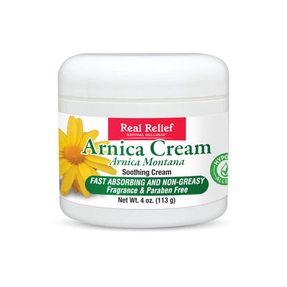 Picture of Real Relief Arnica Cream, Natural, Soothing, Non Greasy and Unscented Pain Relief Cream, 4 oz (Pack of 1)