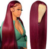 Picture of bunGiol 13x6 99j Burgundy Lace Front Wigs Human Hair Pre Plucked HD Straight Lace Front Wigs Human hair Glueless Red Wig Wine Red Colored Lace Front Wigs For Women 180 Density 20 Inch
