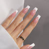 Picture of Canvalite French Tip Press on Nails - 300Pcs Pre-Colored Quick and Easy Press on Nails Long Square Fake Nails with Designs DIY Gel Nail Tips, Pink White