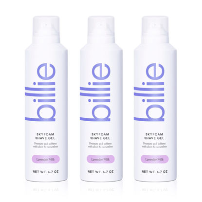 Picture of Billie SkyFoam Shave Gel - Lavender Milk Scent - Water-activated Foam - Made With Aloe & Cucumber - For A Close, Smooth Shave - 6.7 fl oz, 3-pack