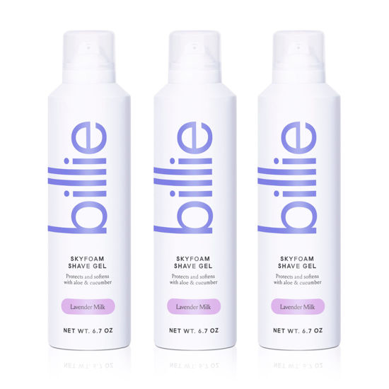 Picture of Billie SkyFoam Shave Gel - Lavender Milk Scent - Water-activated Foam - Made With Aloe & Cucumber - For A Close, Smooth Shave - 6.7 fl oz, 3-pack