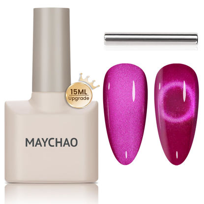 Picture of MAYCHAO 15ML Cat Eye Gel Nail Polish 1Pc Dragon Fruit Gel Polish with Magnet Soak off Holographic Magnetic Nail Polish for Nail Art Manicure Salon DIY at Home, 0.5 OZ