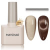 Picture of MAYCHAO 15ML Cat Eye Gel Nail Polish 1Pc Brown Black Gel Polish with Magnet Soak off Holographic Magnetic Nail Polish for Nail Art Manicure Salon DIY at Home, 0.5 OZ
