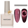 Picture of MAYCHAO 15ML Cat Eye Gel Nail Polish 1Pc Mysterious Red Gel Polish with Magnet Soak off Holographic Magnetic Nail Polish for Nail Art Manicure Salon DIY at Home, 0.5 OZ