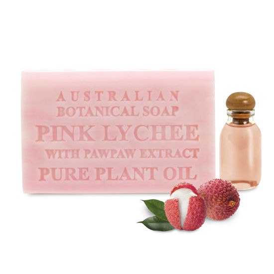 Picture of Australian Botanical Soap, Pink Lychee with Pawpaw Extract 6.6 oz. (187 g) Soap Bar | Natural Soap Base | All Skin Types | Women & Men | Shea Butter Enriched Bar Soap - Pack of 1