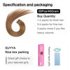 Picture of SUYYA Tape in Hair Extensions Human Hair 40g/pack 20pcs Straight Seamless Skin Weft Tape in Real Human Hair Extensions(16inch 8# Light Brown)