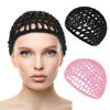 Picture of WLLHYF Wig Cap Thick Long Hair Caps Adjustable Elastic Net Anti-Slip Mesh Braided Weaving Making Crochet Sew Weave Fishnet Part Grip Headband Hat Women(Black/Pink)