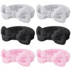Picture of 6 Pcs Fluffy Spa Headbands with Bow Style, Soft Coral Fleece for Face Washing, Makeup, Shower, and Yoga