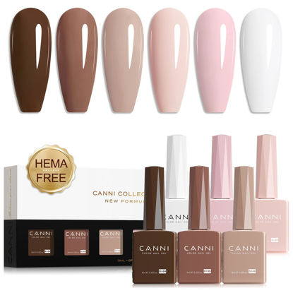 Picture of CANNI Gel Nail Polish Kit -6 Colors Nude Pink 9ML Gel Polish Set Skin Tones French Nail Neutral Brown Soak Off Gel Nail Kit Manicure DIY Manicure Salon DIY