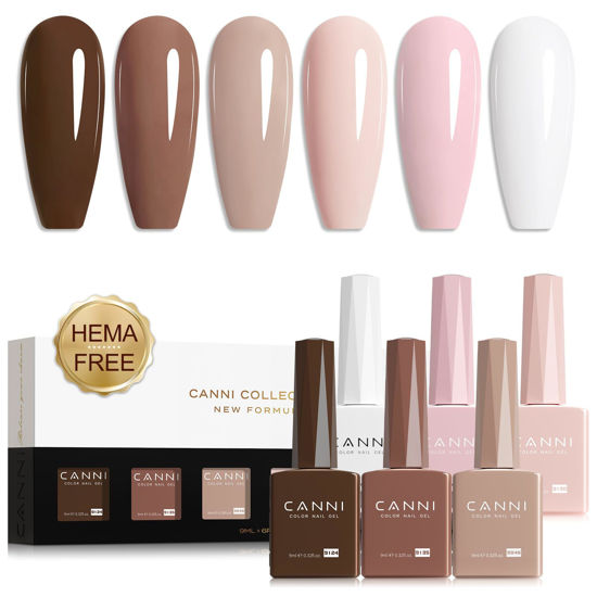 Picture of CANNI Gel Nail Polish Kit -6 Colors Nude Pink 9ML Gel Polish Set Skin Tones French Nail Neutral Brown Soak Off Gel Nail Kit Manicure DIY Manicure Salon DIY