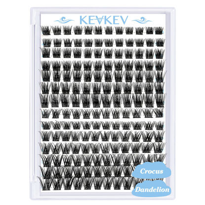 Picture of Lash Clusters 168 Pcs Cluster Lashes Eyelash Clusters DIY Cluster Eyelash Extensions Individual Lashes Thin Band & Soft(Crocus & Dandelion,D-mix)