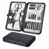 Picture of Keiby Citom Professional Stainless Steel Nail Clipper Travel & Grooming Kit Nail Tools Manicure & Pedicure Set of 18pcs with Luxurious Case (Black/White)