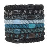 Picture of L. Erickson Grab & Go Pony - Blue Tide - 8 Pack Ponytail Holder Hair Ties - Mixed Teal and Black