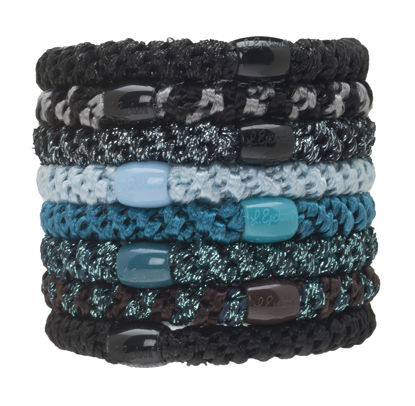 Picture of L. Erickson Grab & Go Pony - Blue Tide - 8 Pack Ponytail Holder Hair Ties - Mixed Teal and Black