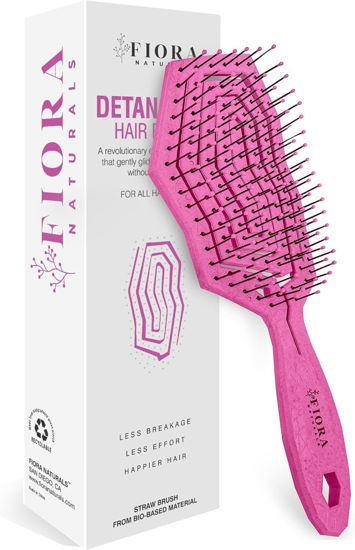 Picture of Fiora Naturals Hair Detangling Brush -100% Bio-Friendly Detangler Hair Brush w/Ultra-soft Bristles- Glide Through Tangles with Ease - For Curly, Straight, Women, Men, Kids, Toddlers, Wet and Dry Hair