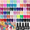 Picture of JODSONE 60 PCS Gel Nail Polish Starter Kit 55 Color Combination of Light and Dark Colors Emerald Green Klein Blue Soak off No Wipe Base Coat Matte and Glossy Top Coat Nail Gel Kit