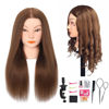 Picture of Opini Mannequin Head with 100% Real Human Hair Cosmetology Mannequin Head to Practice Hairstyles Doll Head Training Head for Hairdresser (Brown)