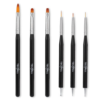 Picture of TEOYALL Nail Art Brushes, Nail Design Painting Brushes Builder Gel Brush Nail Dotting Tools Nail Fine Liner Brushes